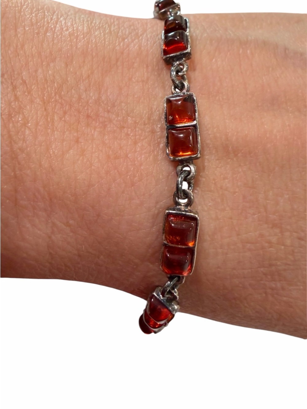 Vtg Polish Baltic Amber 925 Silver Bracelet Rare
